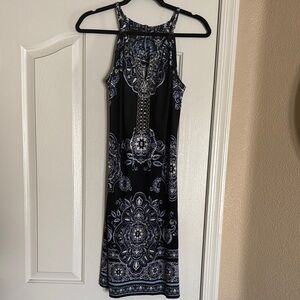 INC International Concepts Black and White Paisley Midi Dress